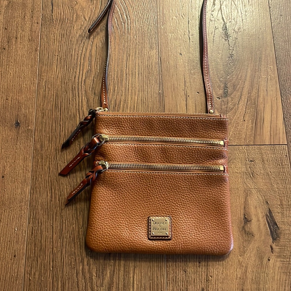 Dooney & Bourke Leather Pebble Grain North South Triple Zip crossbody